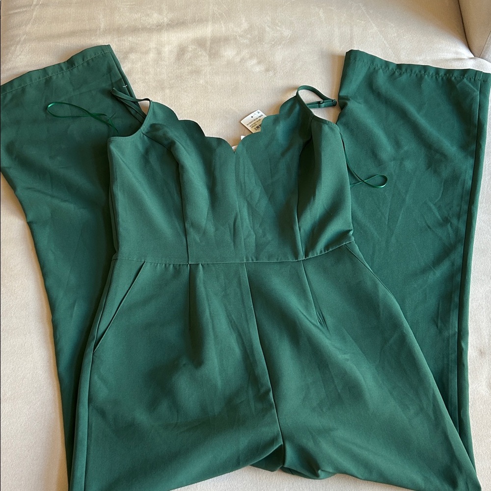 NWT Socialite Forest Green Garment Jumpsuit Great For the Holidays women’s SizeL
